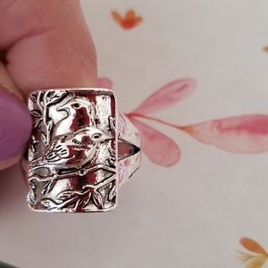 🐦Sterling silver birds relief ring